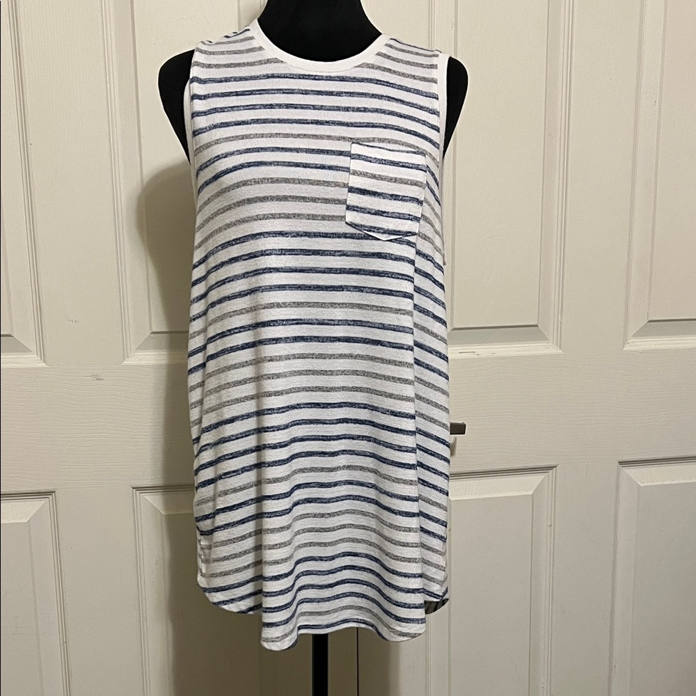Merona Blue and Gray Striped Tunic Top